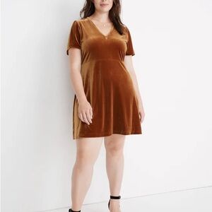 Madewell Velvet V-Neck Flutter-Sleeve Dress